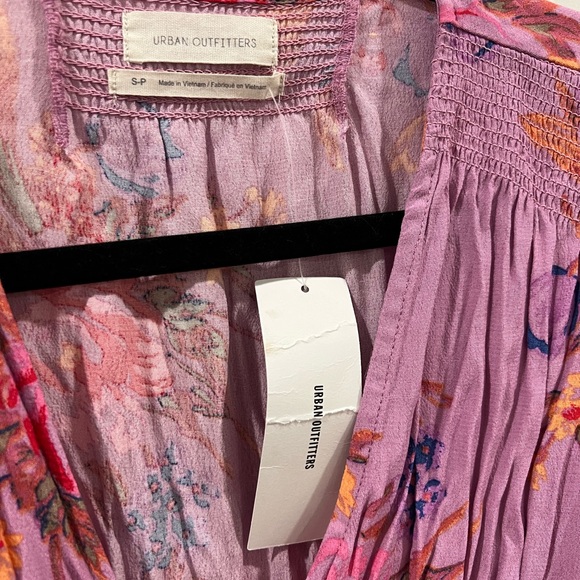 NWT! UO Anna Crepe Purple Floral Wrap Mini Dress - Picture 3 of 6